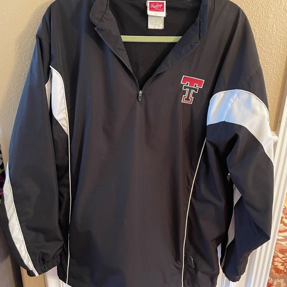 Rawlings Texas Tech Vintage Men’s Windbreaker Jacket Black White Red